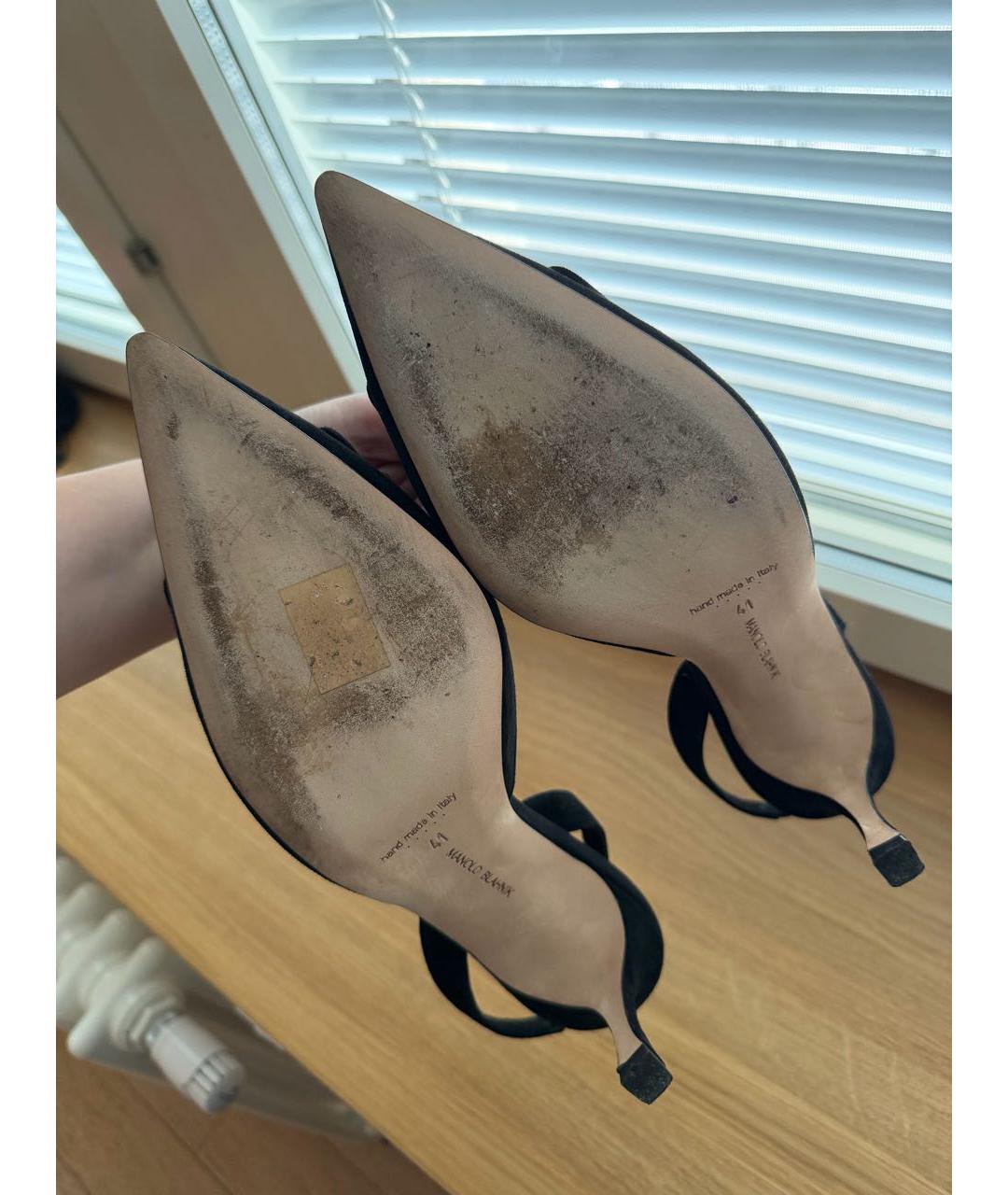 MANOLO BLAHNIK Черные замшевые туфли, фото 4