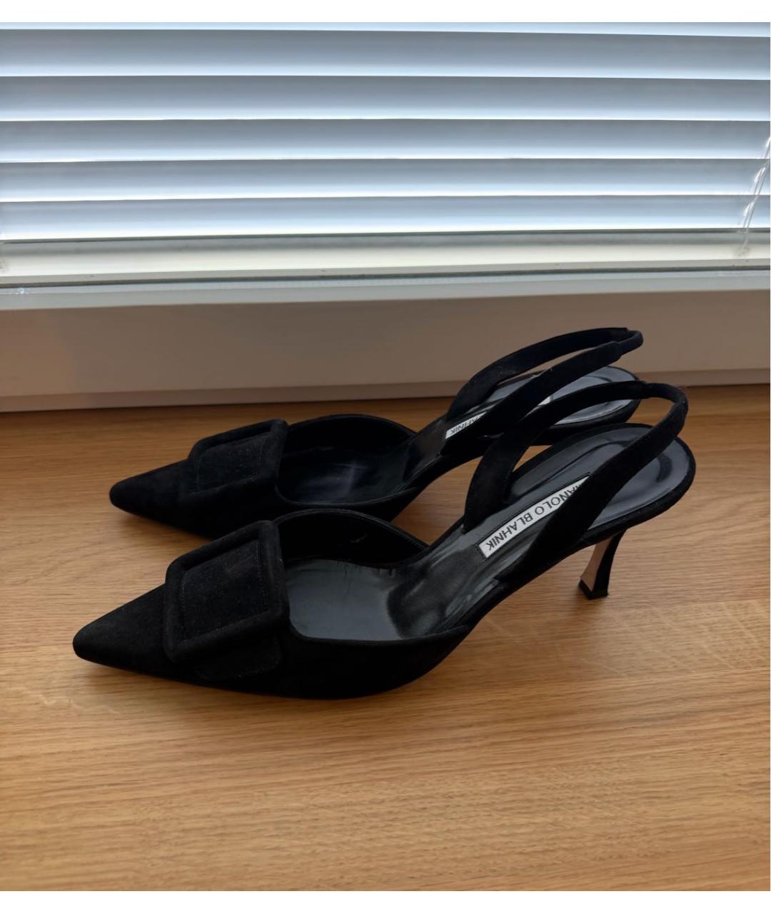MANOLO BLAHNIK Черные замшевые туфли, фото 5