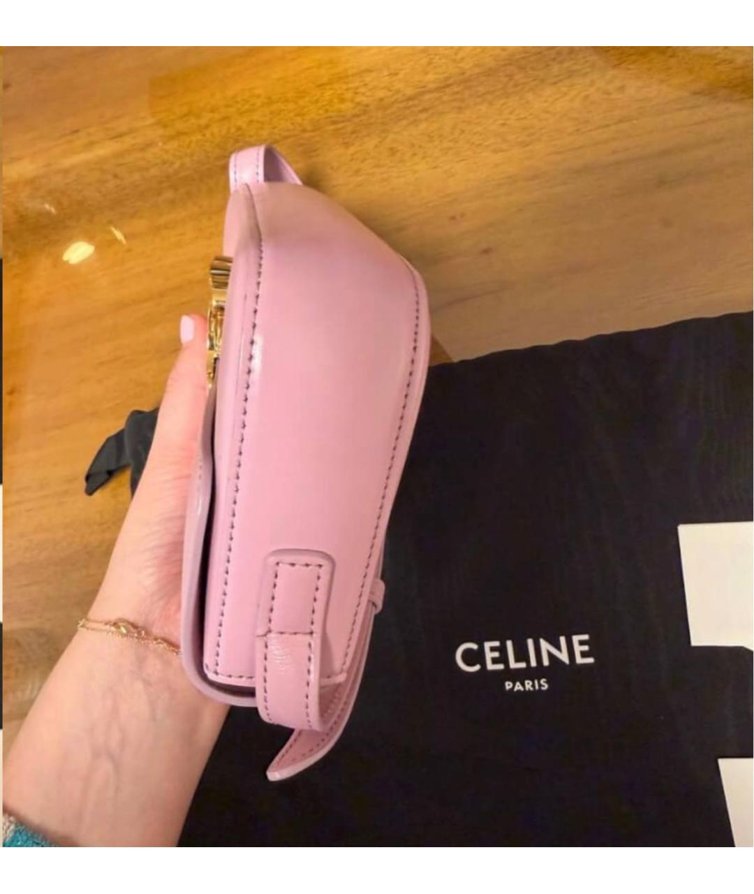 CELINE Розовая кожаная сумка через плечо, фото 4