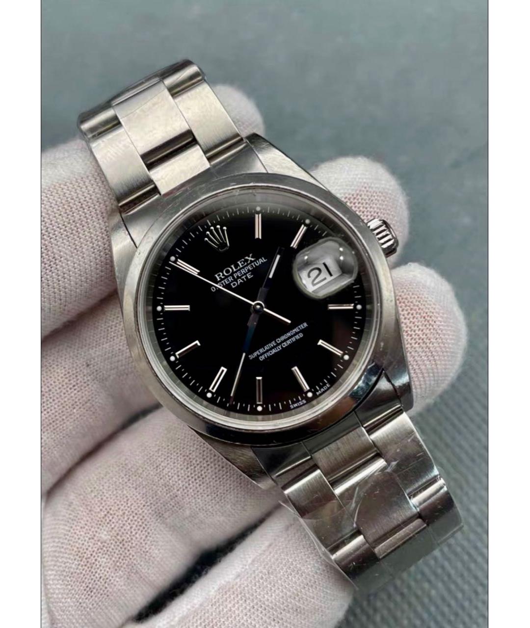 ROLEX Черные металлические часы, фото 4