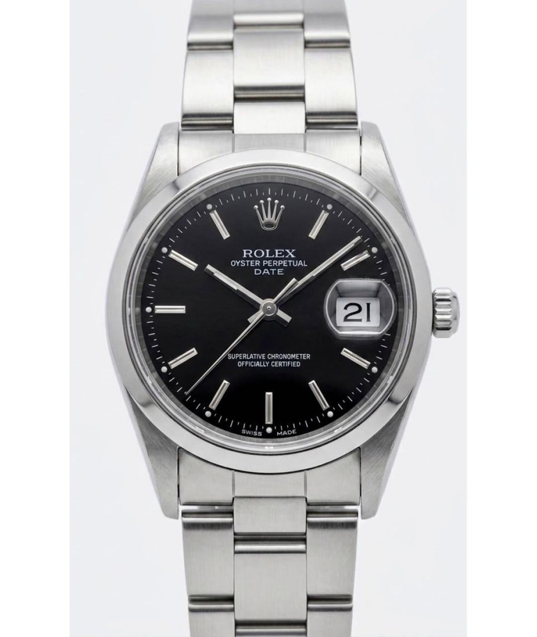 ROLEX Черные металлические часы, фото 8