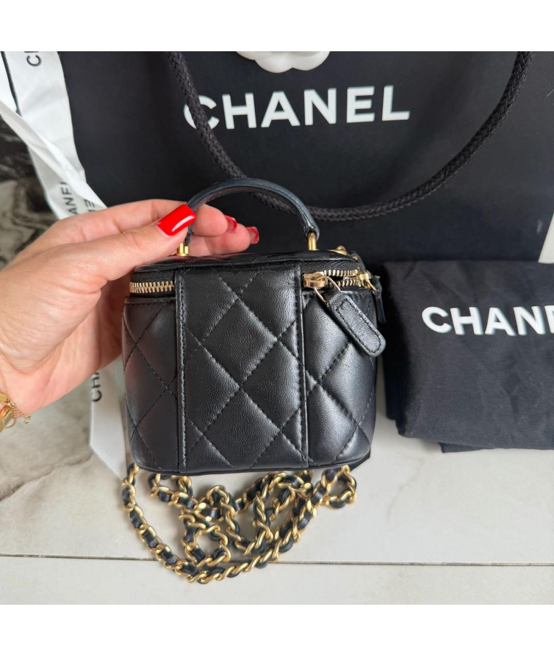 CHANEL Черная кожаная сумка через плечо, фото 6