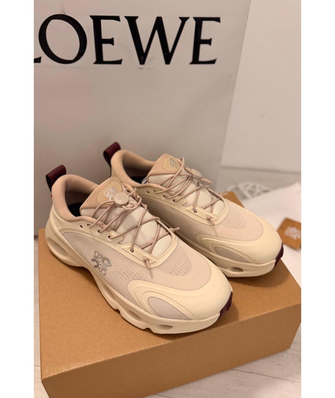 LOEWE Бежевые текстильные кроссовки, фото 3