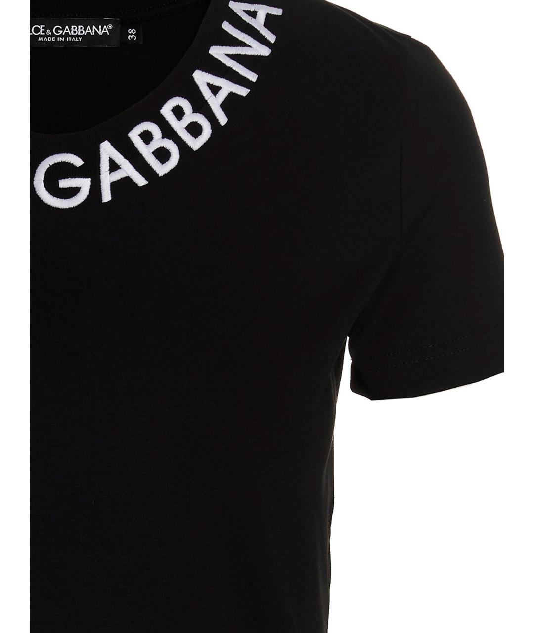DOLCE&GABBANA Черная хлопковая футболка, фото 3
