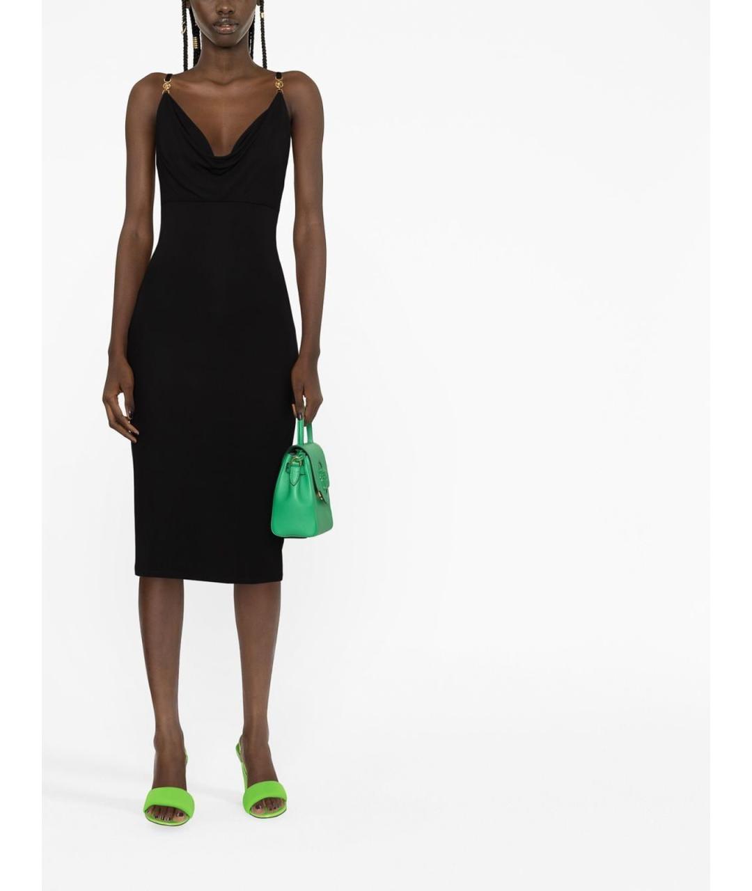 VERSACE Черное вискозное коктейльное платье, фото 2