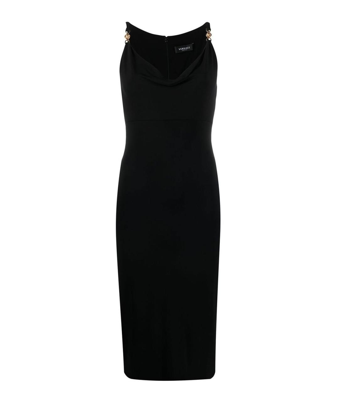 VERSACE Черное вискозное коктейльное платье, фото 1
