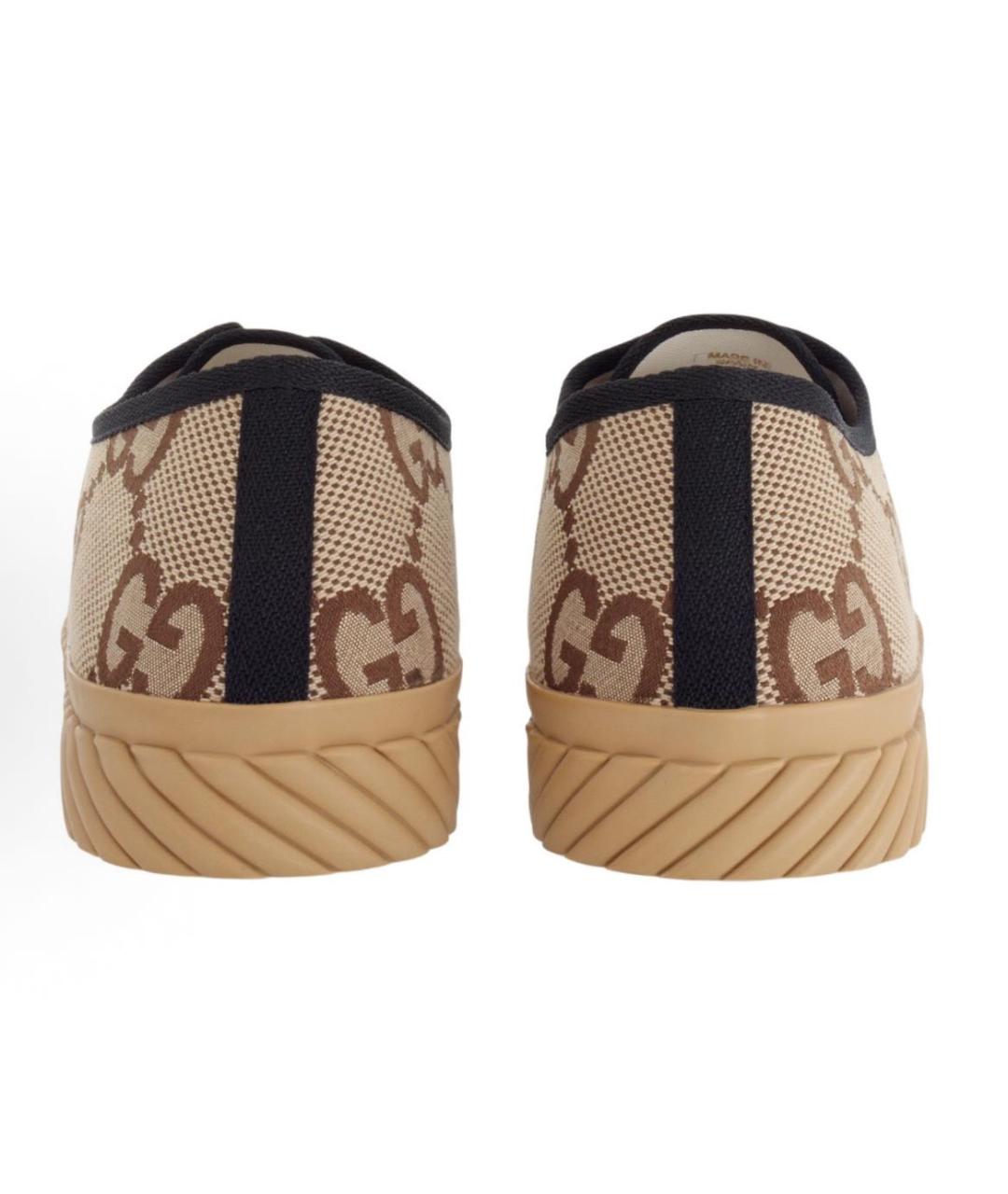 GUCCI Бежевые текстильные низкие кроссовки / кеды, фото 4