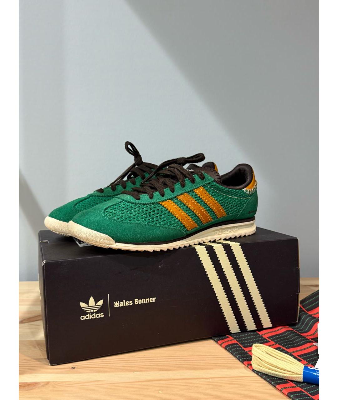 ADIDAS Зеленые текстильные кеды, фото 2