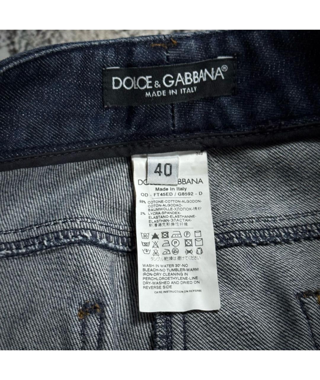 DOLCE&GABBANA Темно-синие хлопковые джинсы скинни, фото 3
