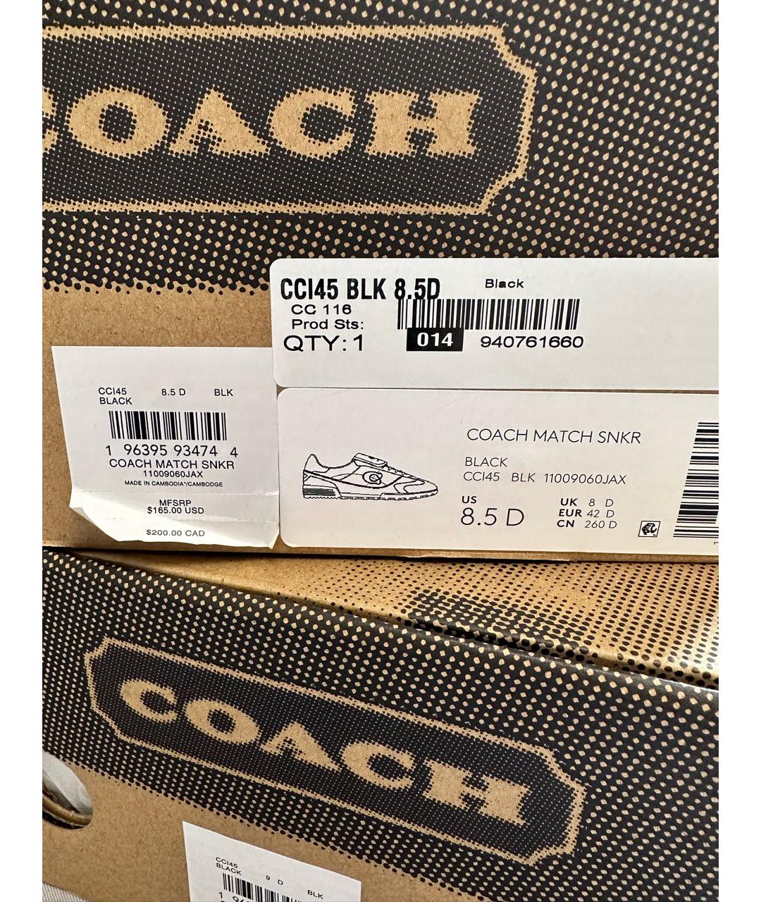 COACH Черные кожаные низкие кроссовки / кеды, фото 7