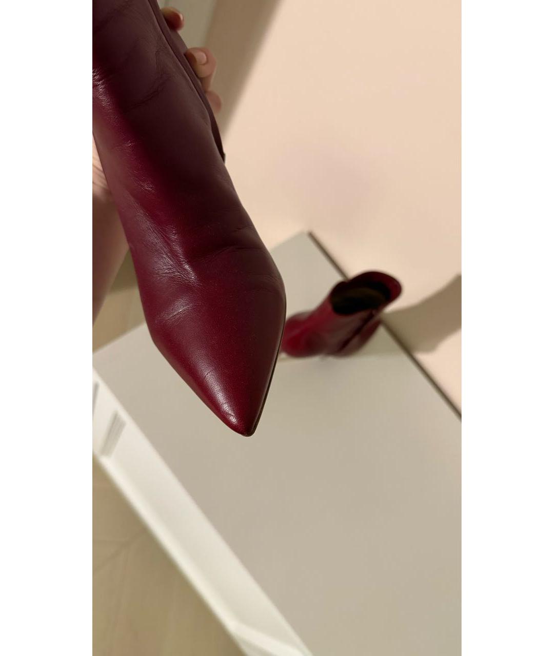 GIANVITO ROSSI Бордовые кожаные ботильоны, фото 2