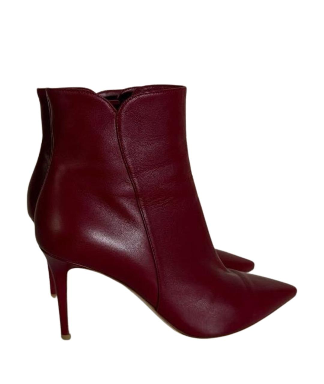 GIANVITO ROSSI Бордовые кожаные ботильоны, фото 1