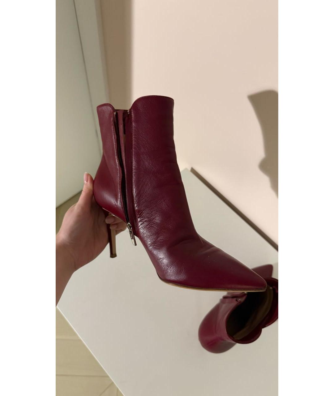 GIANVITO ROSSI Бордовые кожаные ботильоны, фото 6
