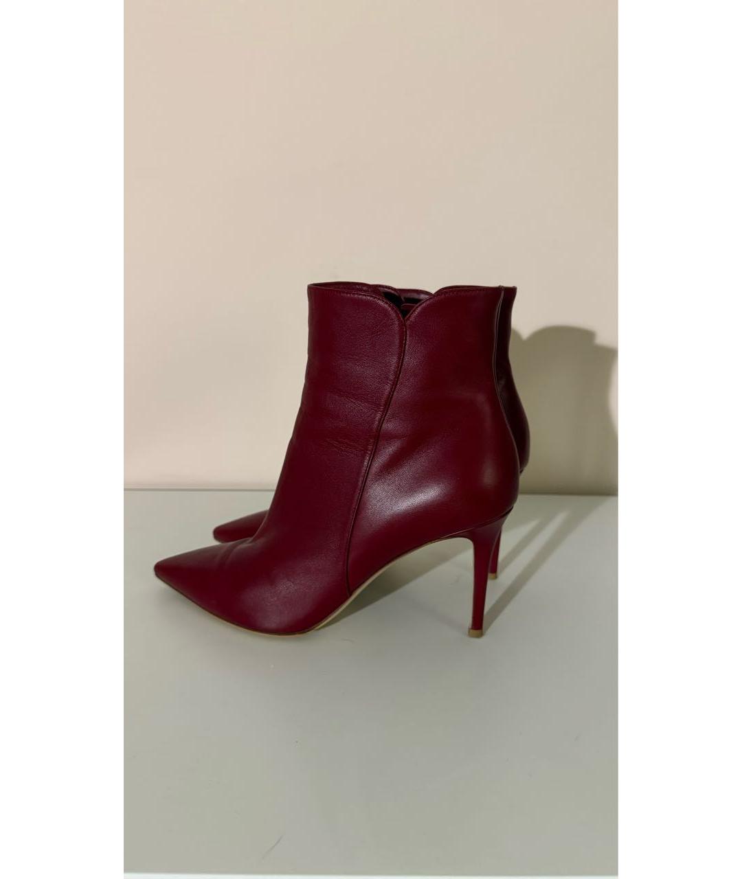 GIANVITO ROSSI Бордовые кожаные ботильоны, фото 8