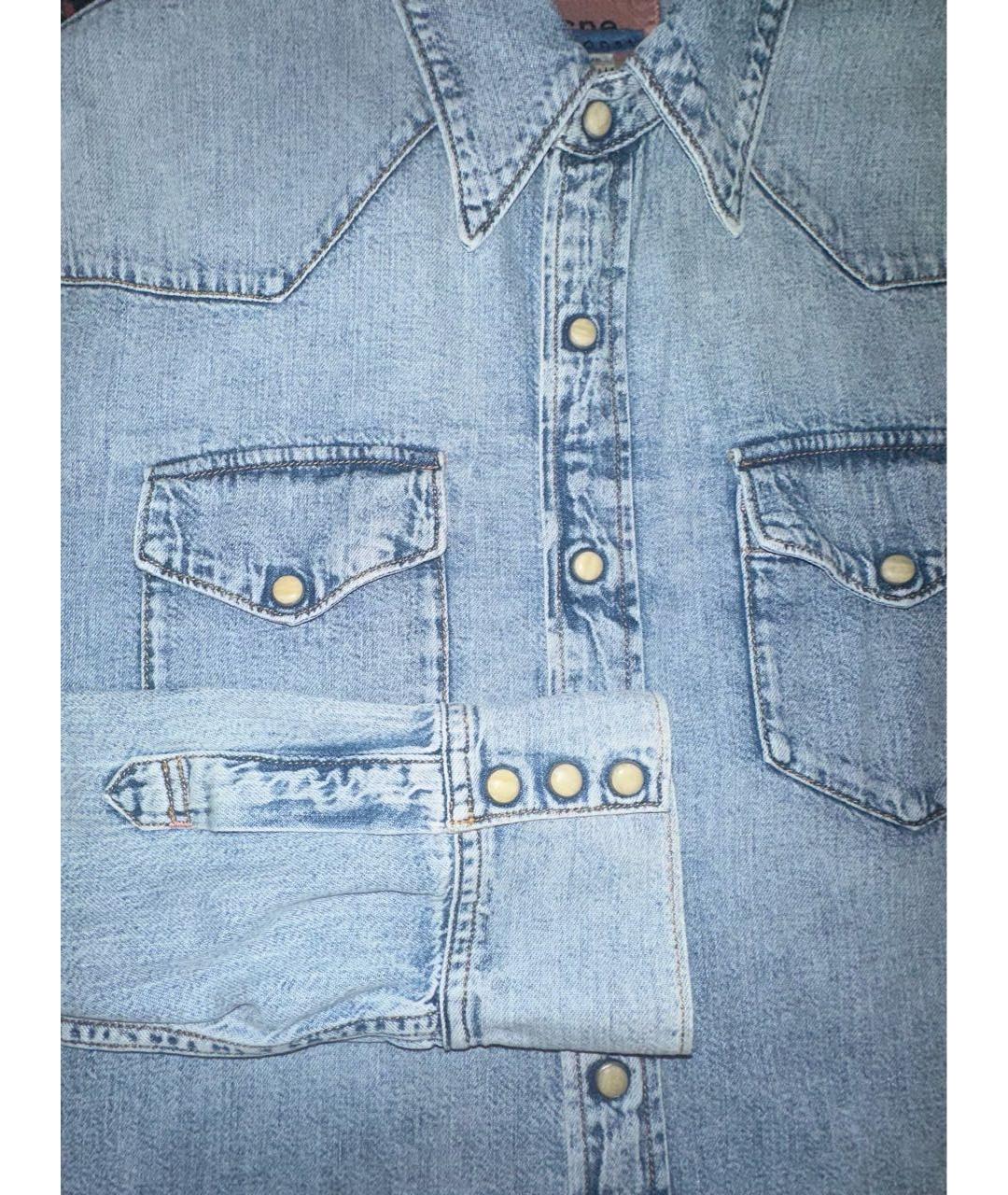 ACNE STUDIOS Голубая хлопковая кэжуал рубашка, фото 4