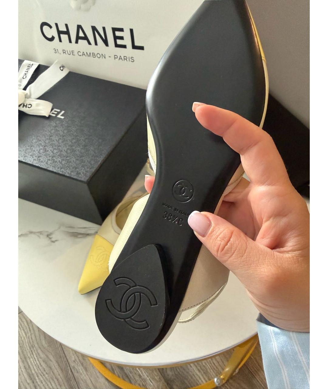 CHANEL Желтые кожаные туфли, фото 3