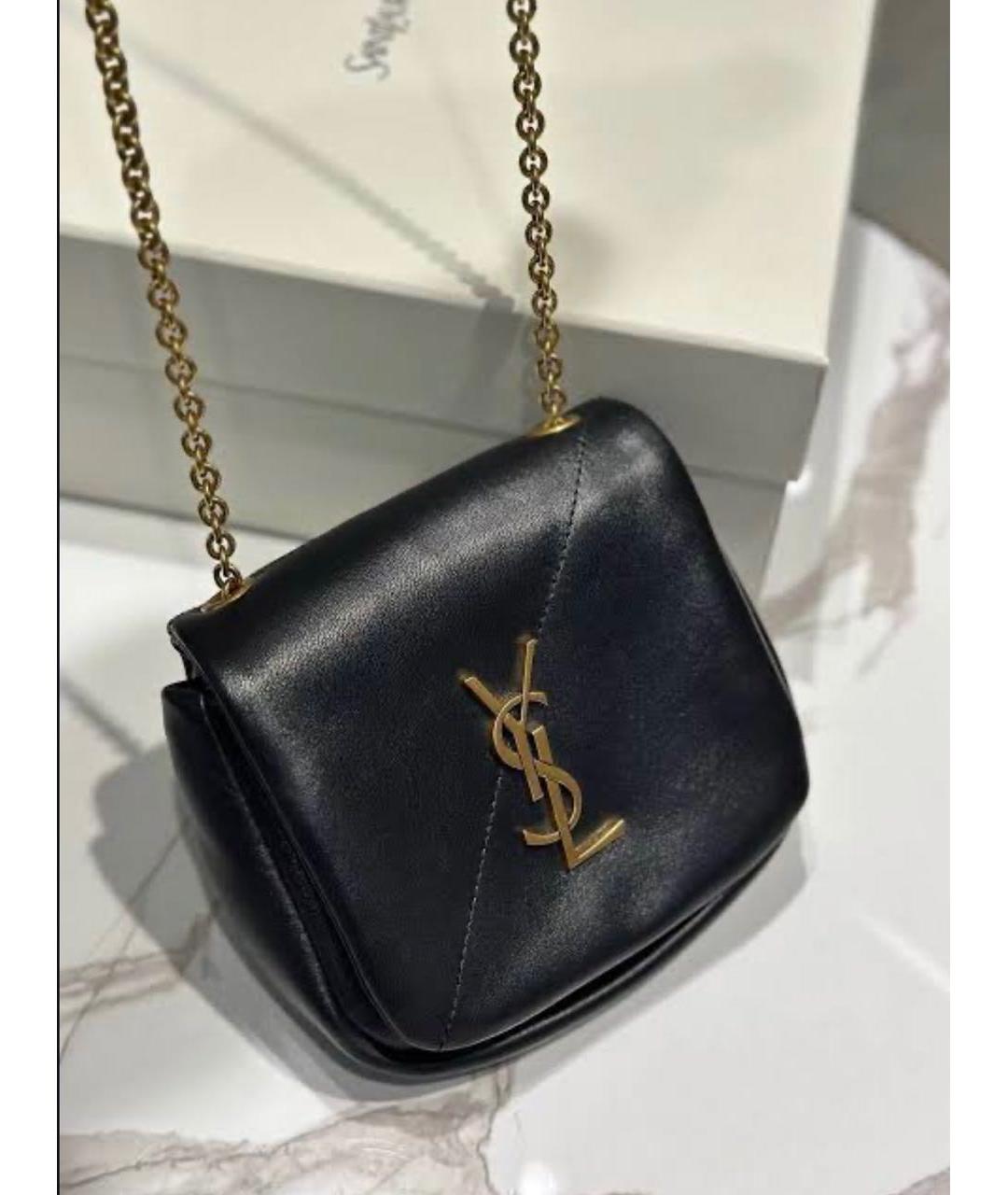 SAINT LAURENT Черная кожаная сумка через плечо, фото 2