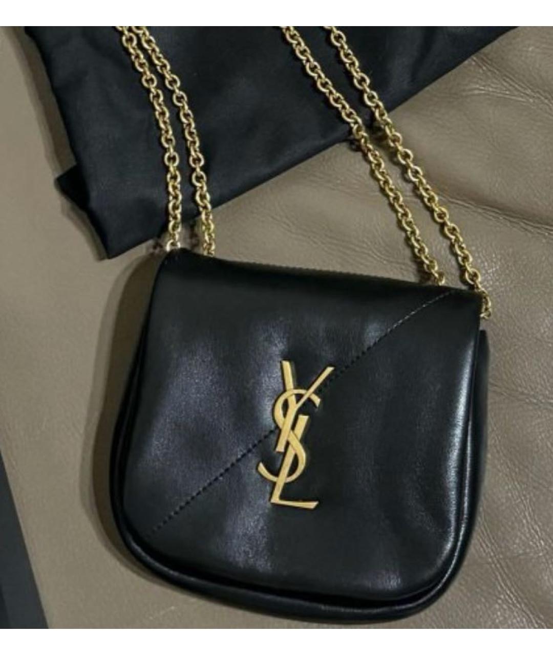 SAINT LAURENT Черная кожаная сумка через плечо, фото 6