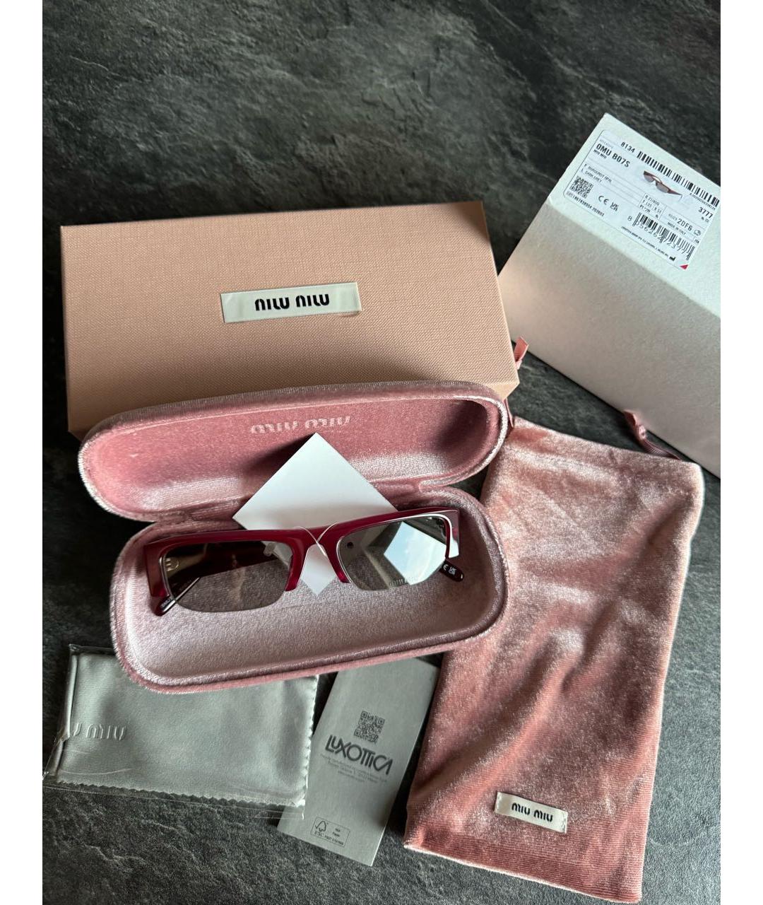 MIU MIU Бордовые пластиковые солнцезащитные очки, фото 6