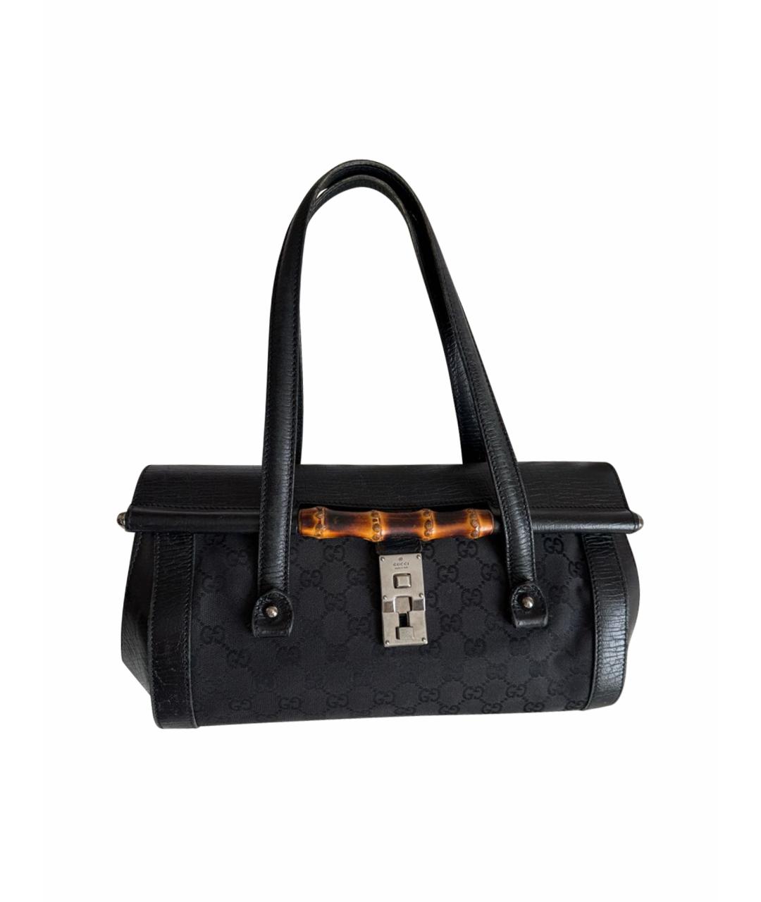 GUCCI Черная кожаная сумка с короткими ручками, фото 1