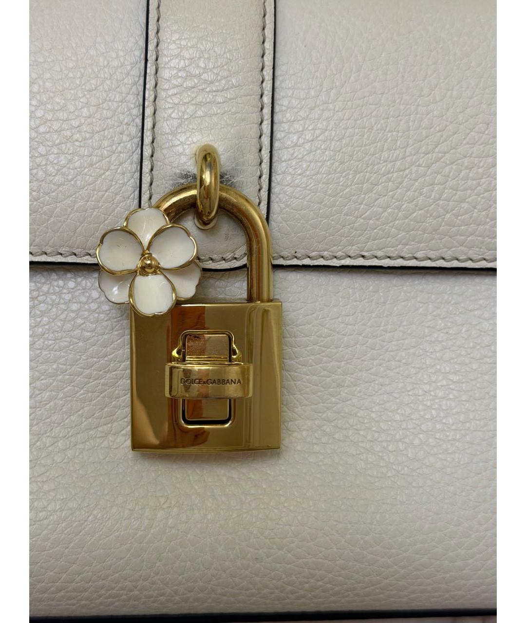 DOLCE&GABBANA Белая кожаная сумка с короткими ручками, фото 3