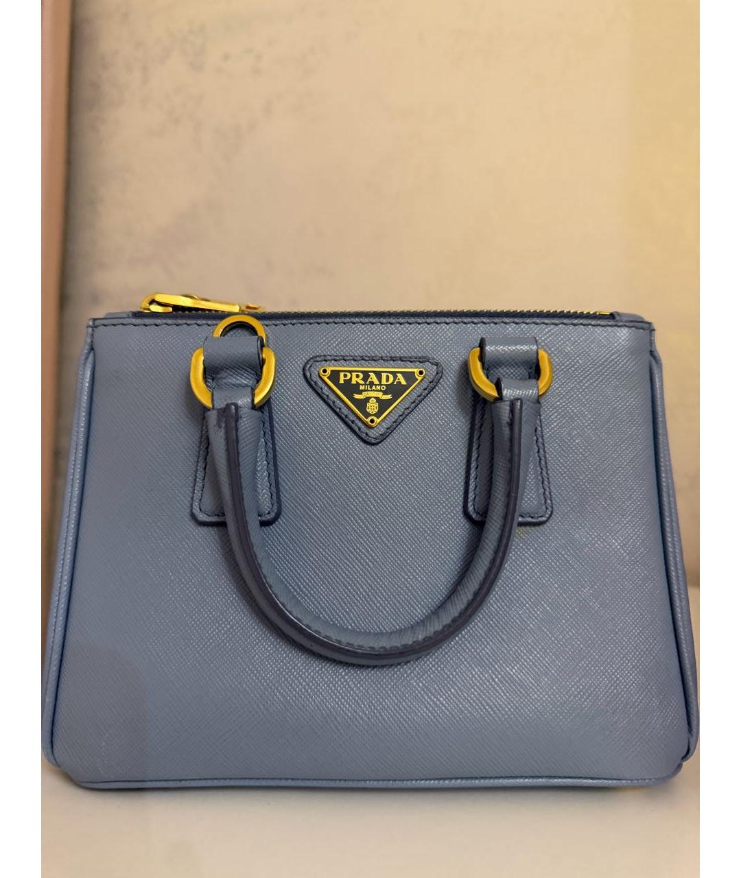 PRADA Темно-синяя кожаная сумка с короткими ручками, фото 4