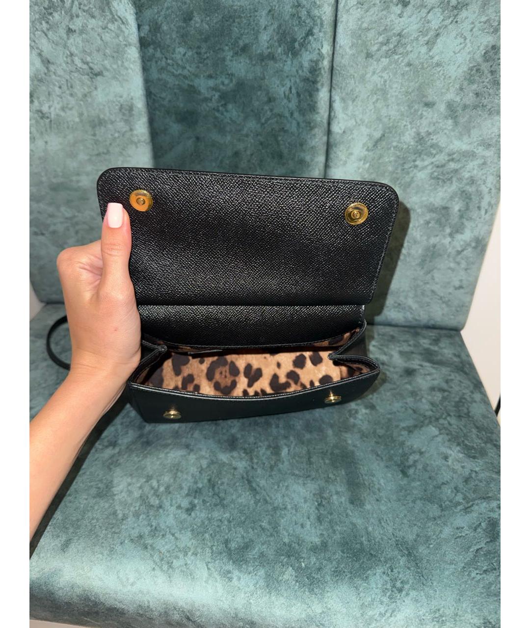 DOLCE&GABBANA Черная кожаная сумка с короткими ручками, фото 4