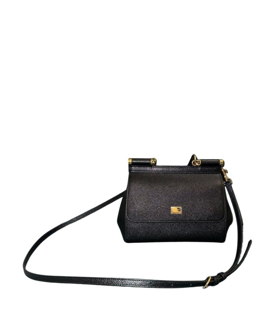 DOLCE&GABBANA Черная кожаная сумка с короткими ручками, фото 1