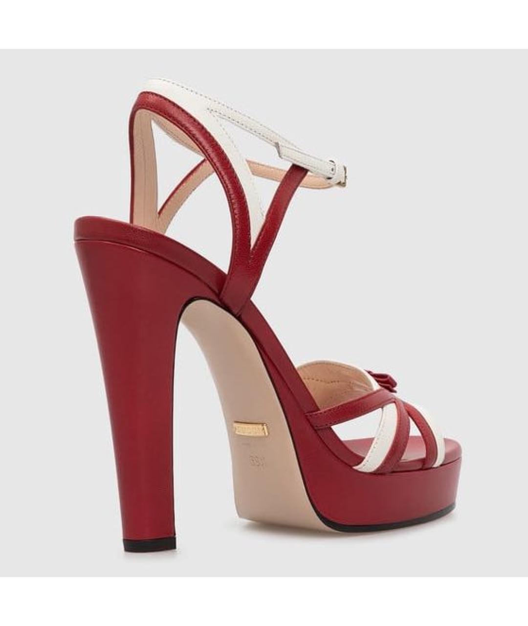 GUCCI Красные кожаные босоножки, фото 3