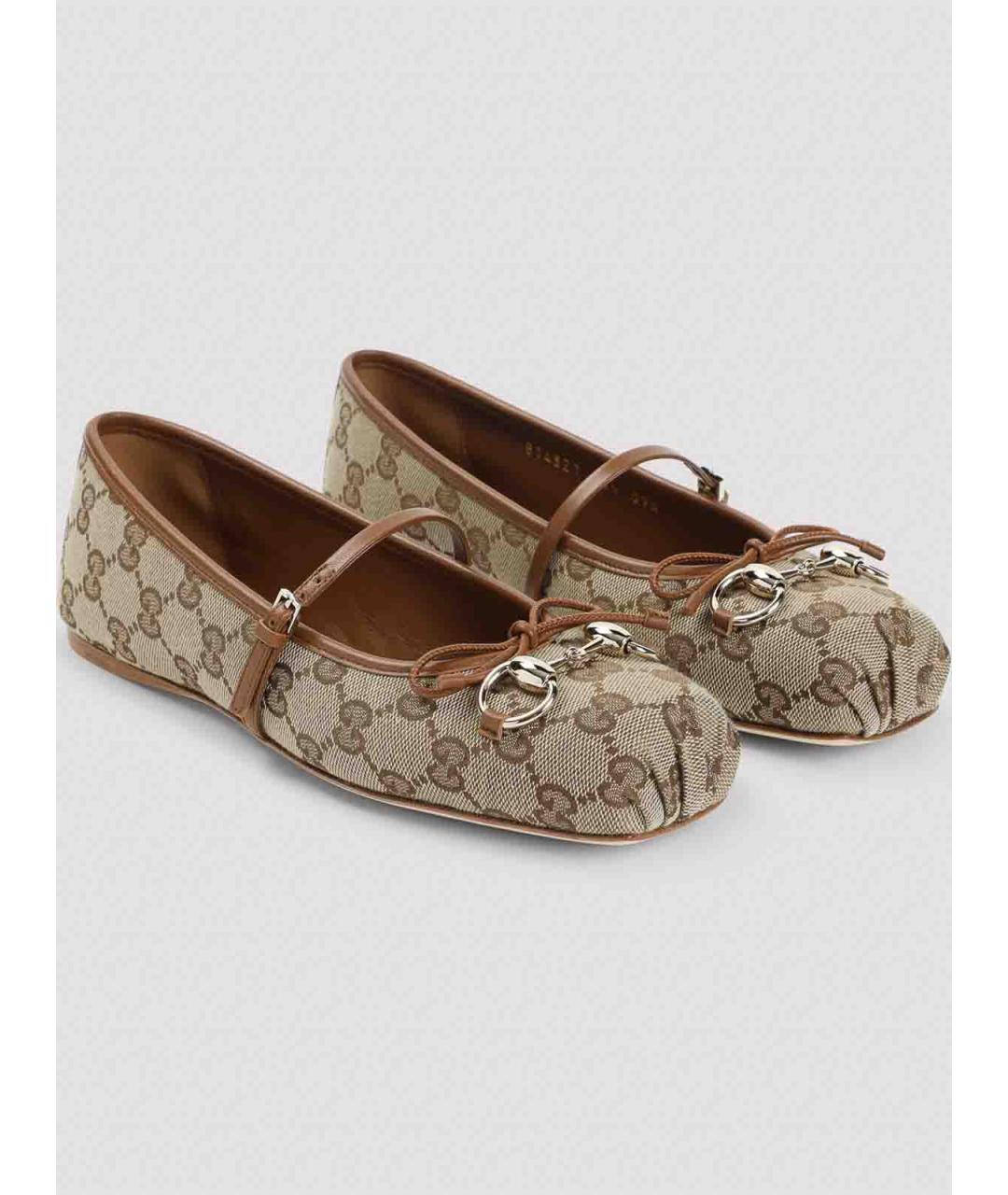 GUCCI Бежевые текстильные балетки, фото 2
