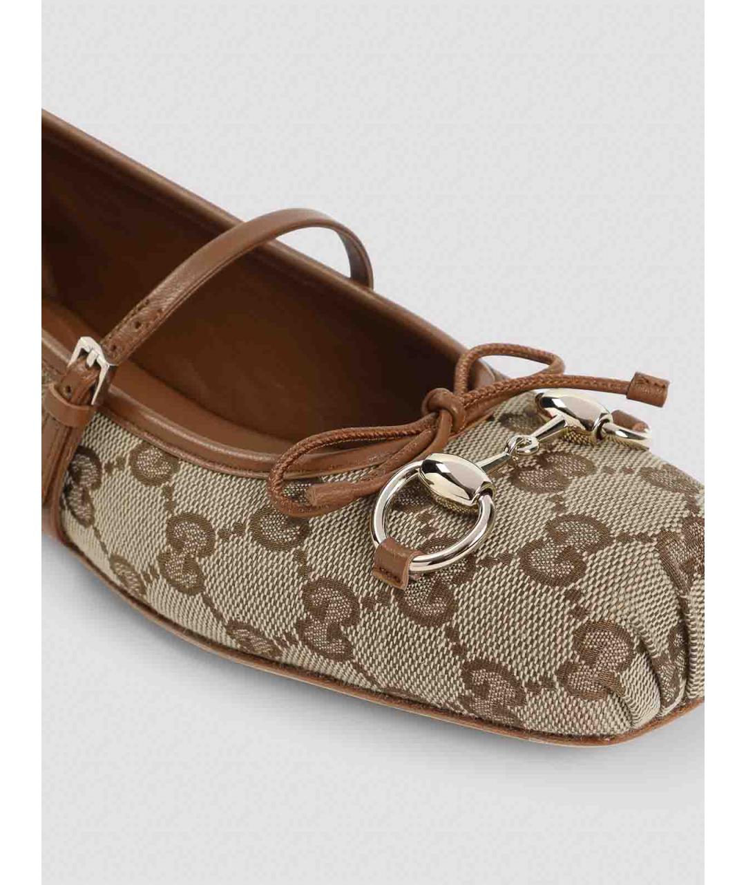 GUCCI Бежевые текстильные балетки, фото 3