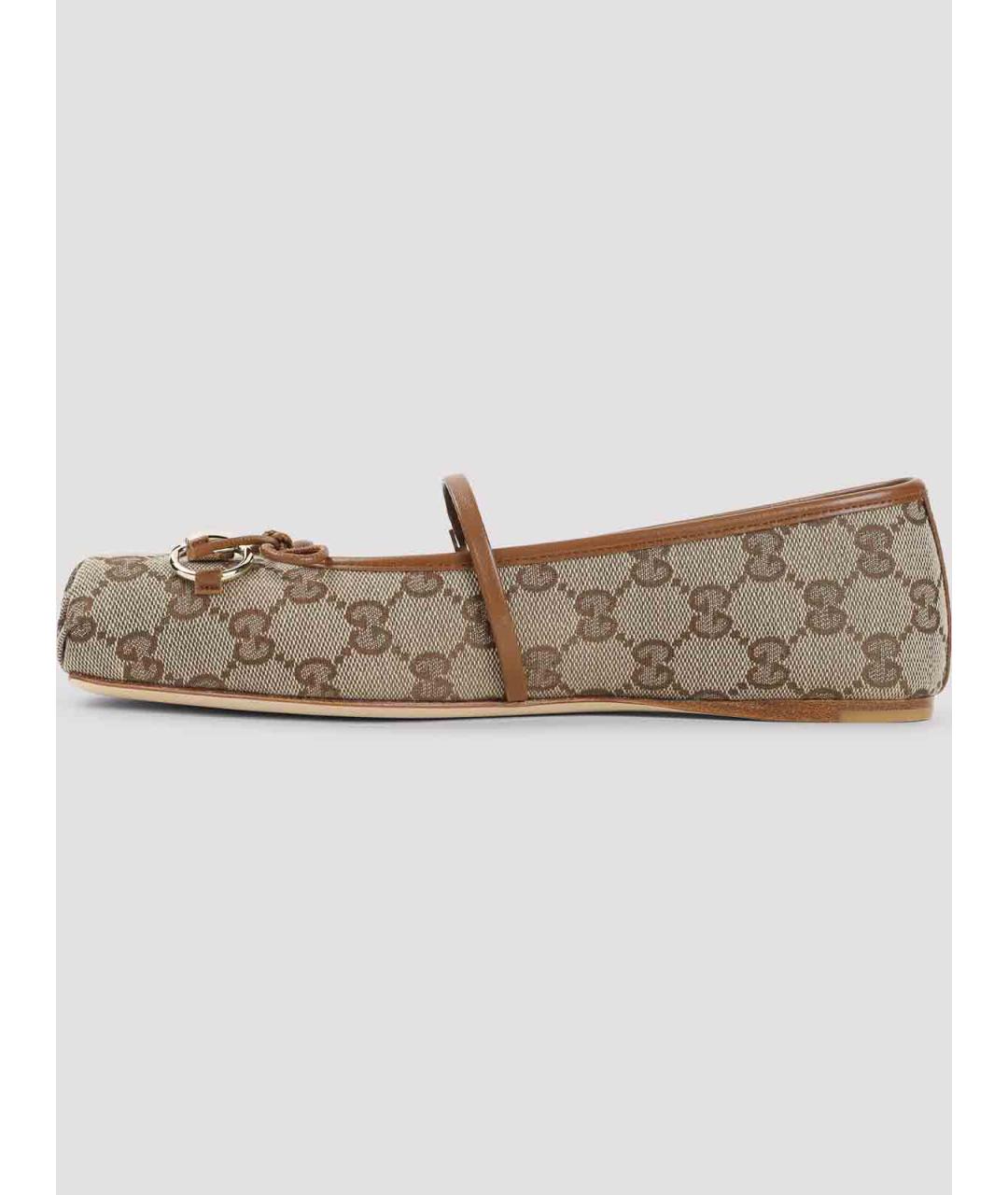 GUCCI Бежевые текстильные балетки, фото 4