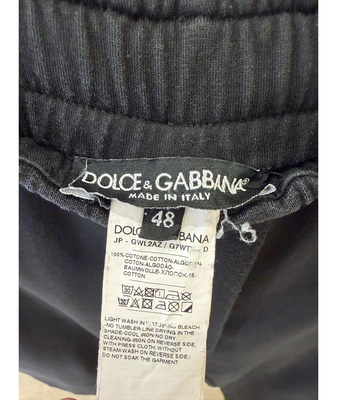 DOLCE&GABBANA Черные хлопковые повседневные брюки, фото 6