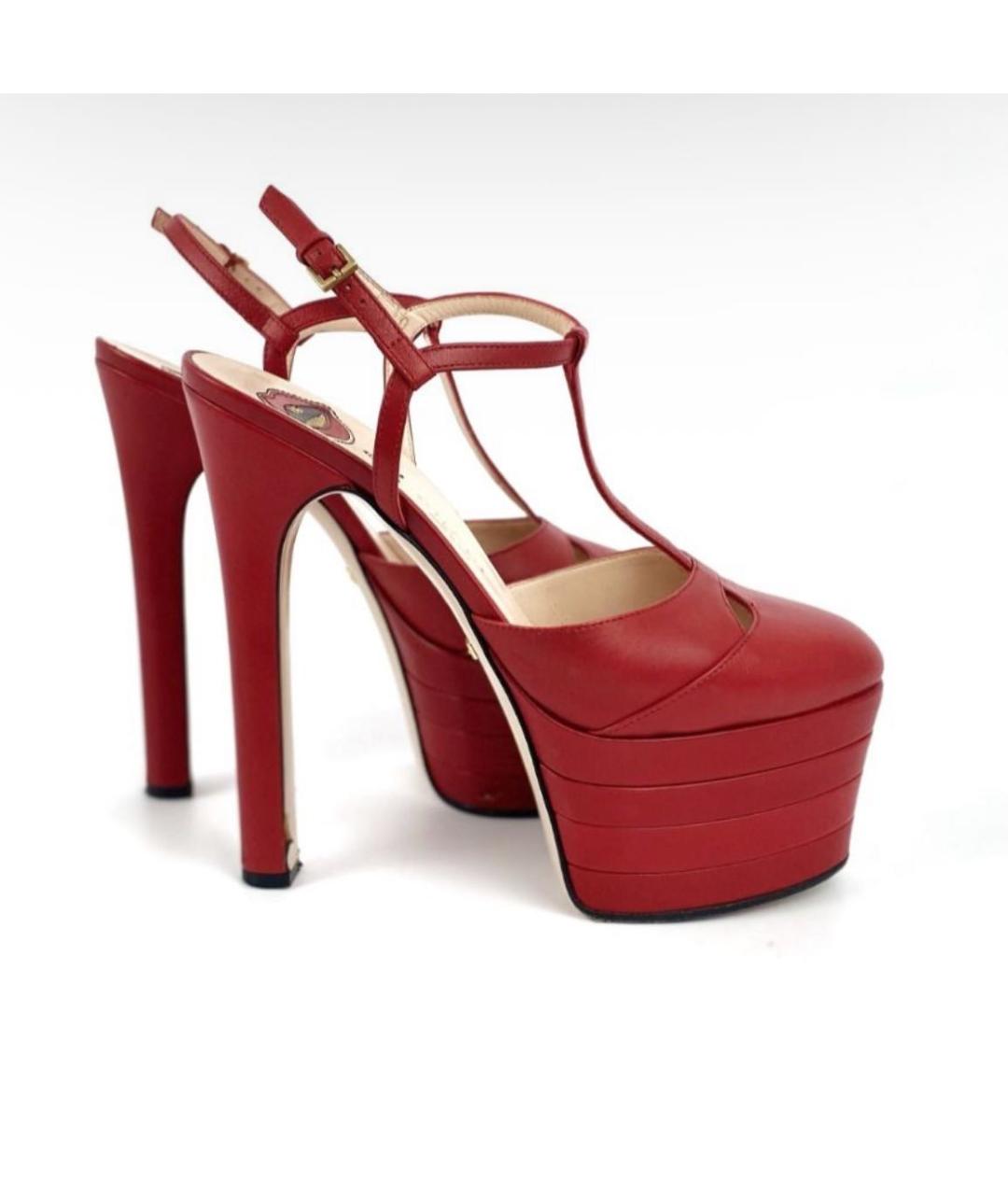GUCCI Красные кожаные туфли, фото 5