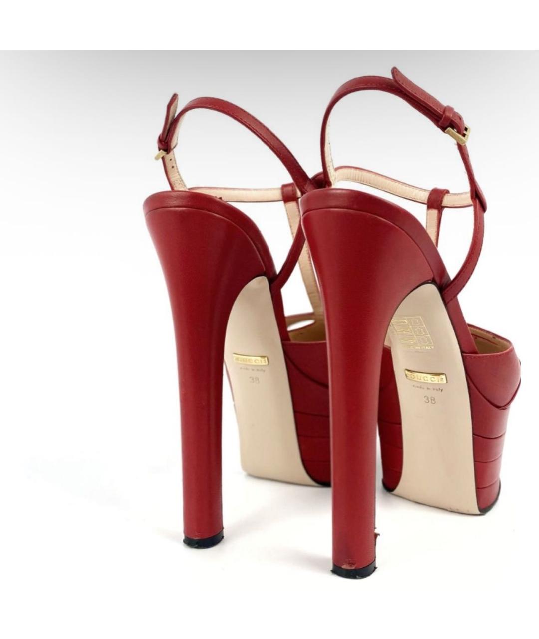 GUCCI Красные кожаные туфли, фото 4