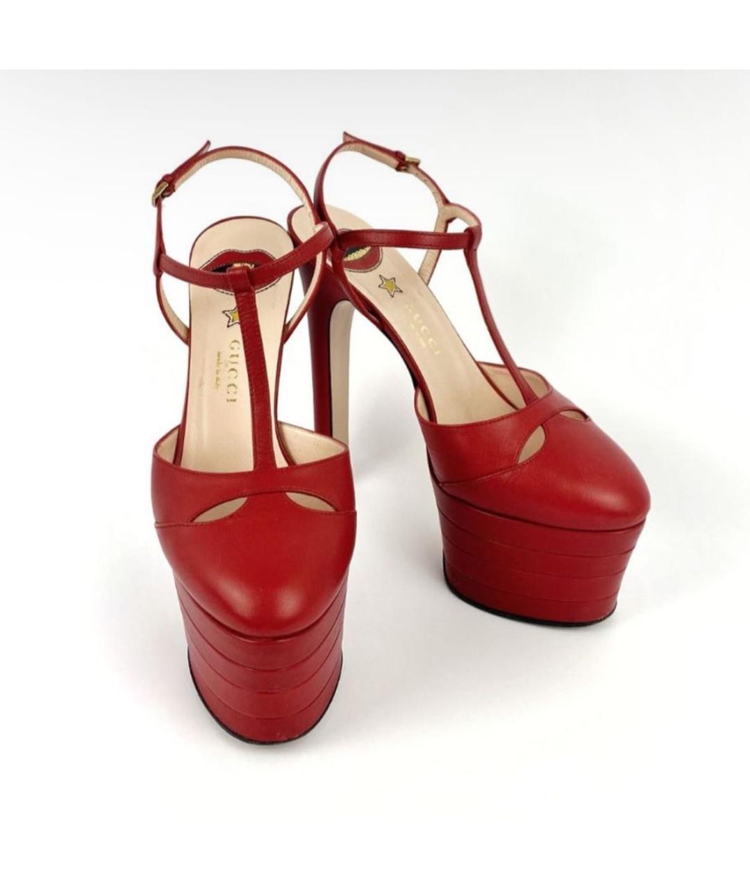 GUCCI Красные кожаные туфли, фото 3