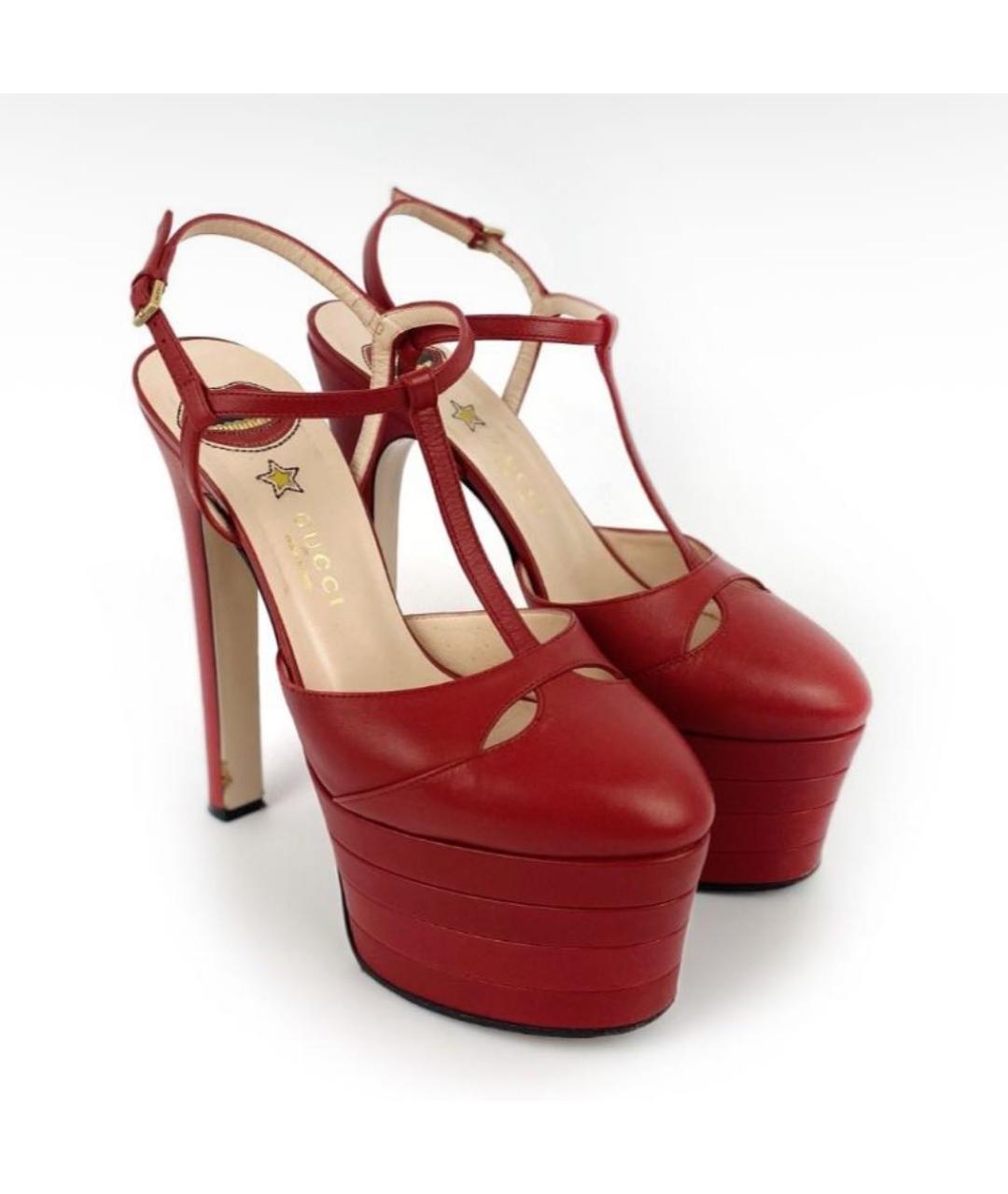 GUCCI Красные кожаные туфли, фото 2