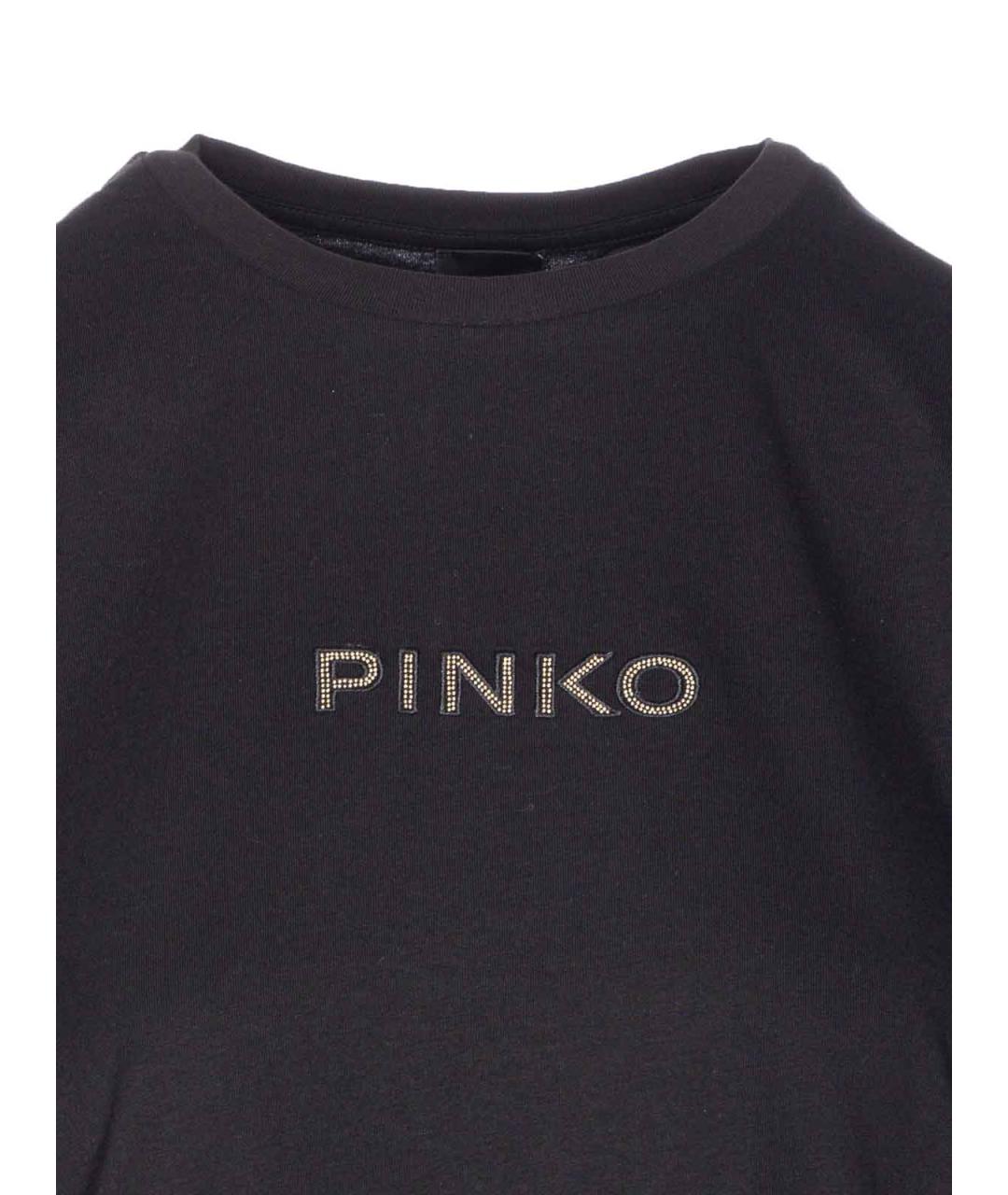 PINKO Черная хлопко-эластановая футболка, фото 4