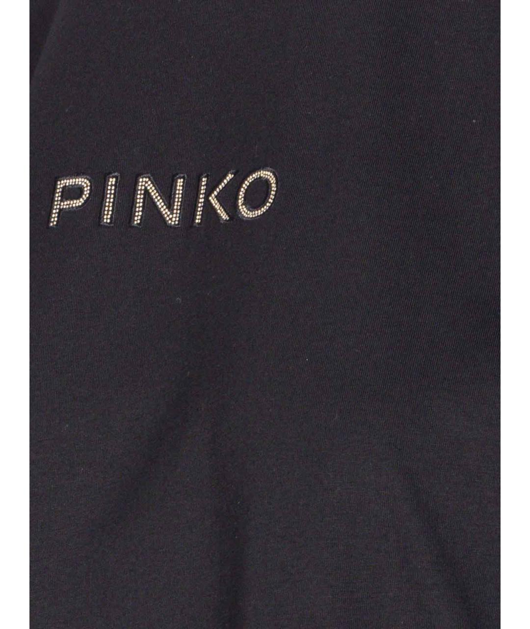 PINKO Черная хлопко-эластановая футболка, фото 3