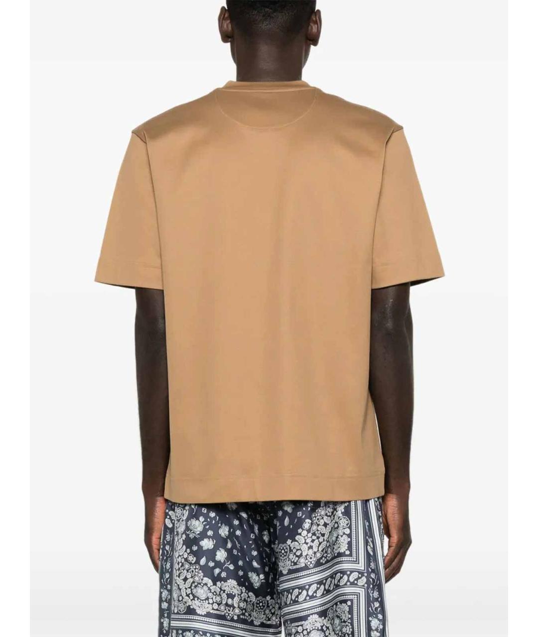 FENDI Бежевая хлопковая футболка, фото 4