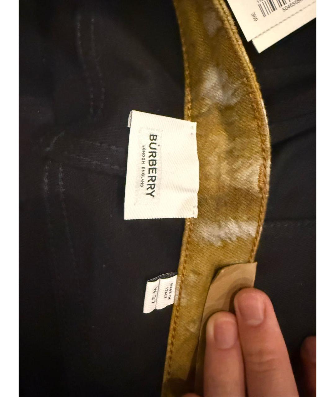BURBERRY Черные хлопковые брюки узкие, фото 3