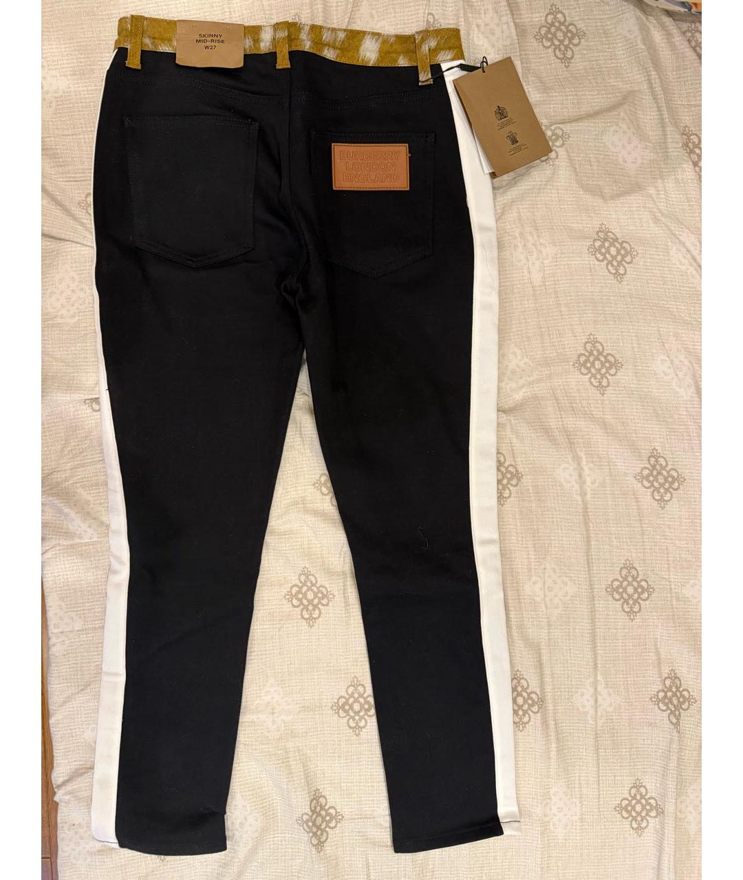 BURBERRY Черные хлопковые брюки узкие, фото 2