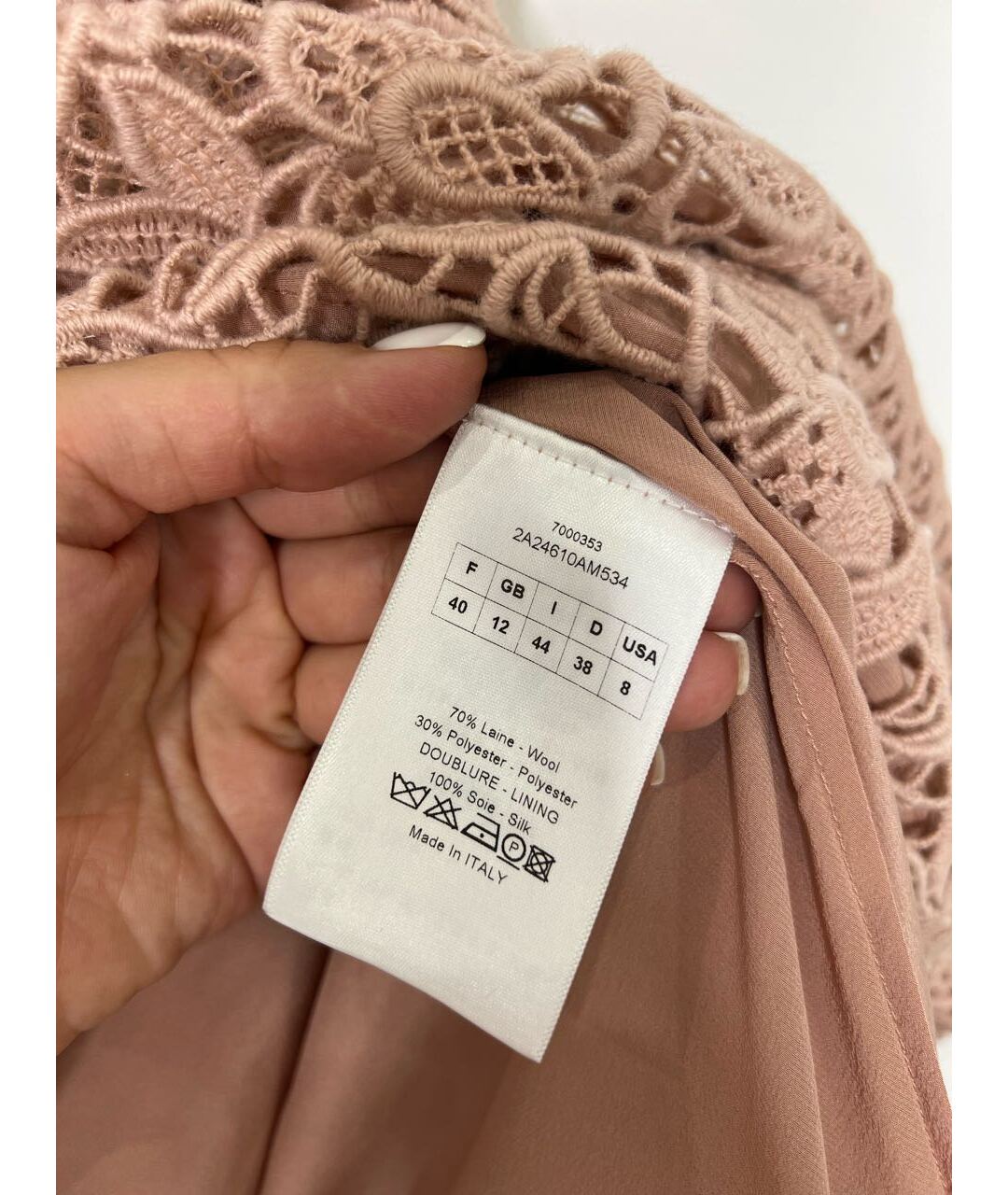 CHRISTIAN DIOR Розовое шерстяное повседневное платье, фото 4