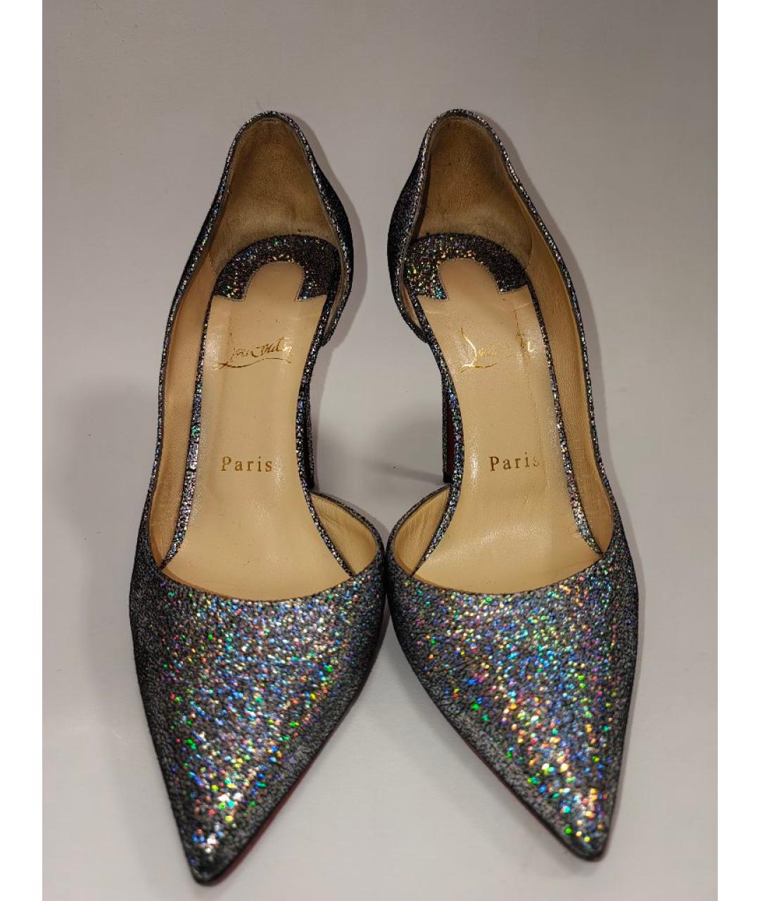 CHRISTIAN LOUBOUTIN Серебряные кожаные туфли, фото 2