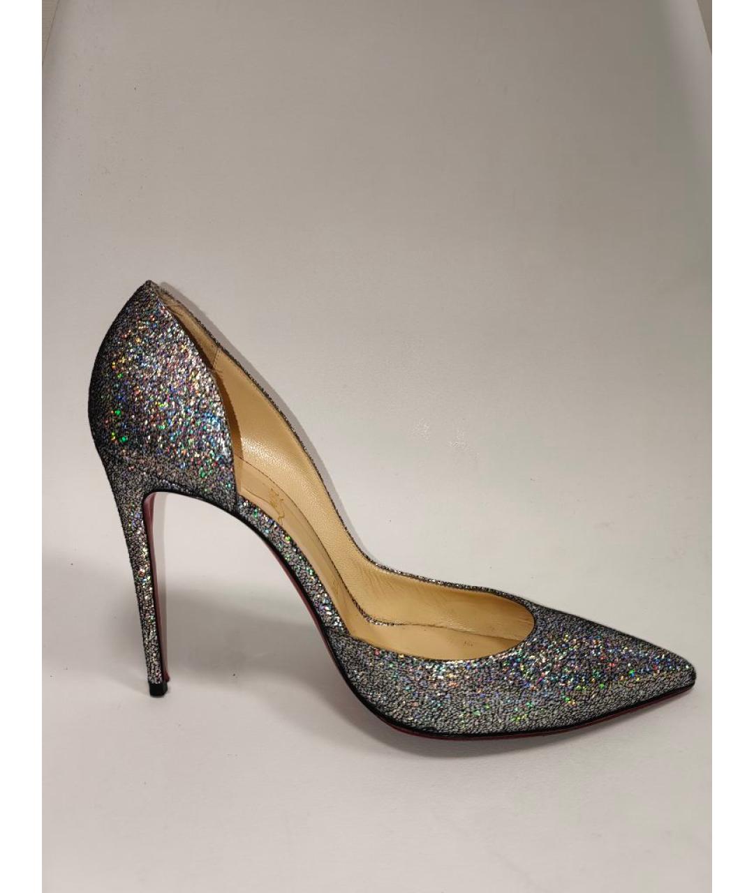 CHRISTIAN LOUBOUTIN Серебряные кожаные туфли, фото 7