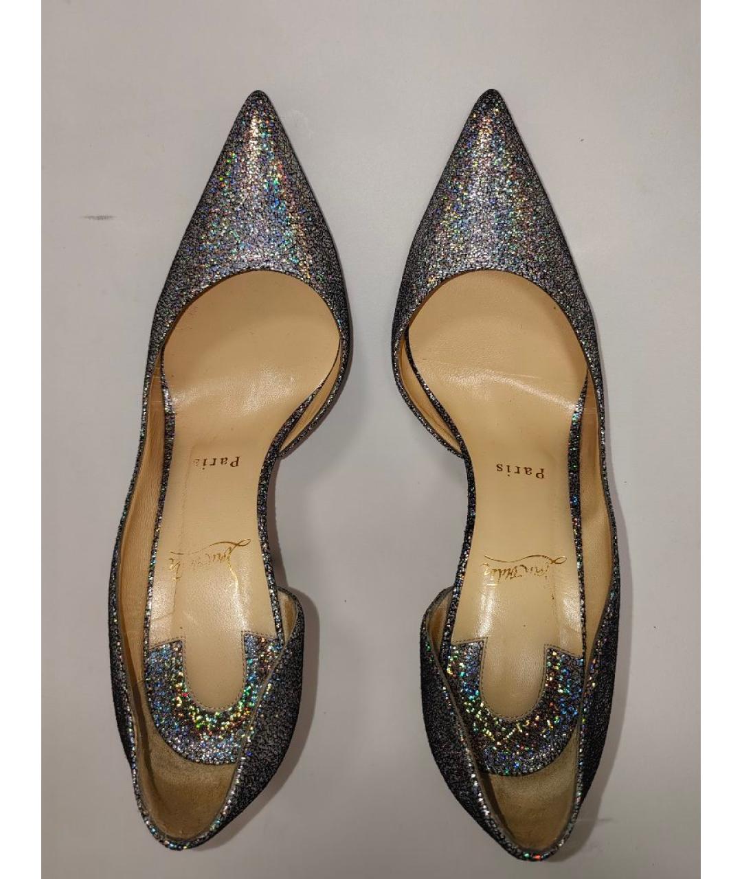 CHRISTIAN LOUBOUTIN Серебряные кожаные туфли, фото 3