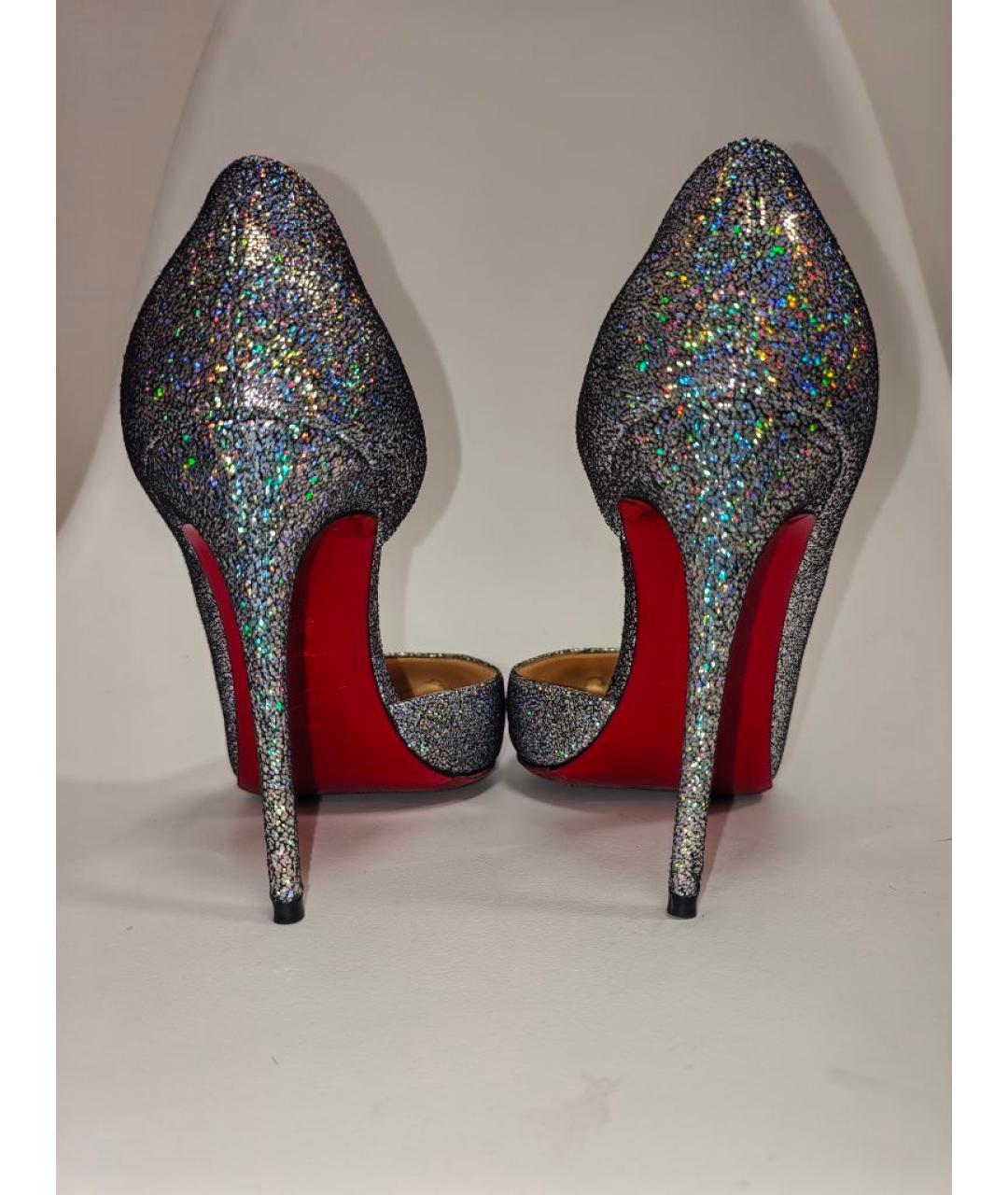 CHRISTIAN LOUBOUTIN Серебряные кожаные туфли, фото 4