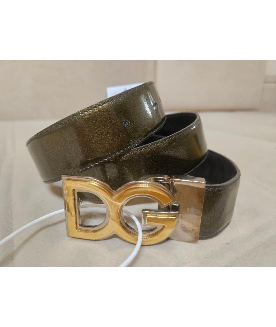 DOLCE&GABBANA Золотой ремень из лакированной кожи, фото 9