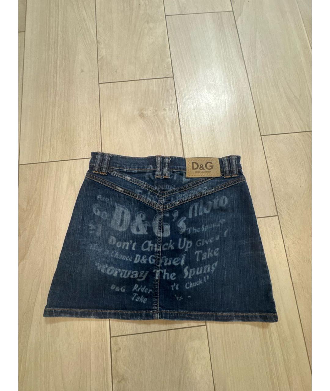 DOLCE&GABBANA Синяя деним юбка мини, фото 2