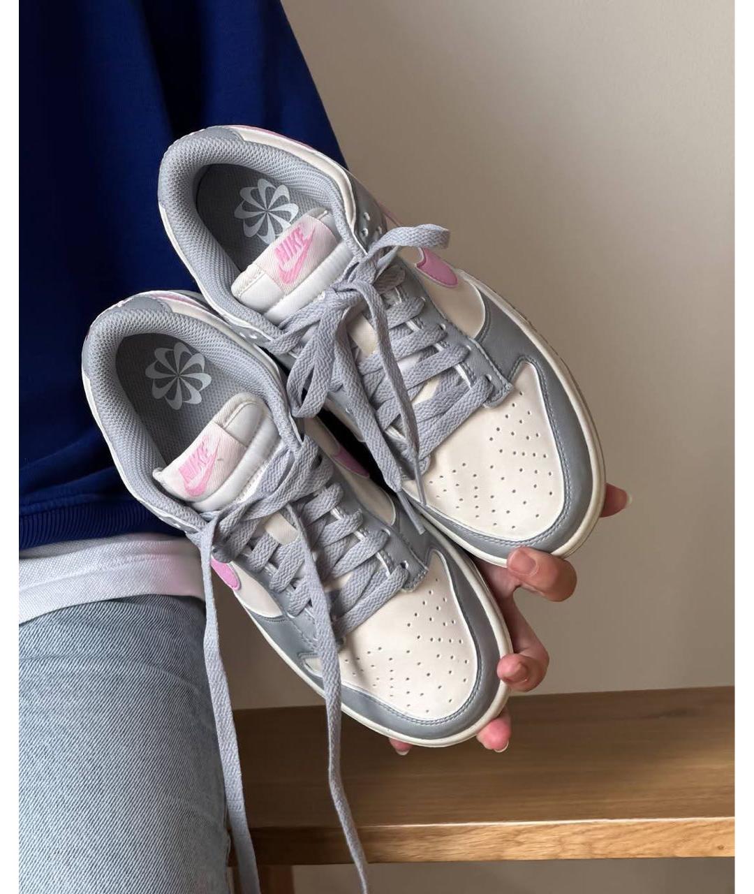 NIKE Серые кожаные кроссовки, фото 4